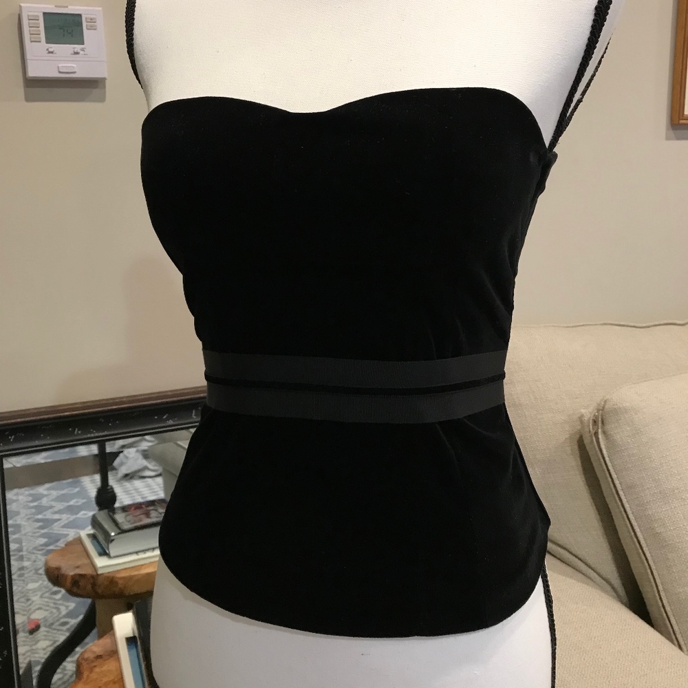 La Perla Black Velvet Bustier & Lace Skirt Set